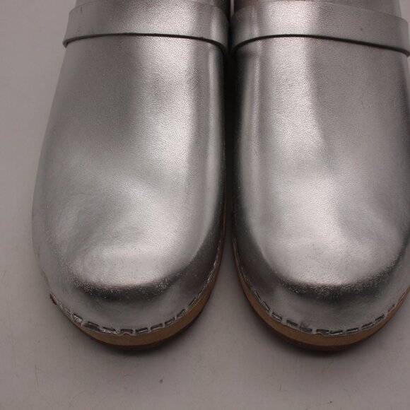 Lotta's From Stockholm Women's Size EU 42 Swedish Silver Clogs Wood - Picture 12 of 12